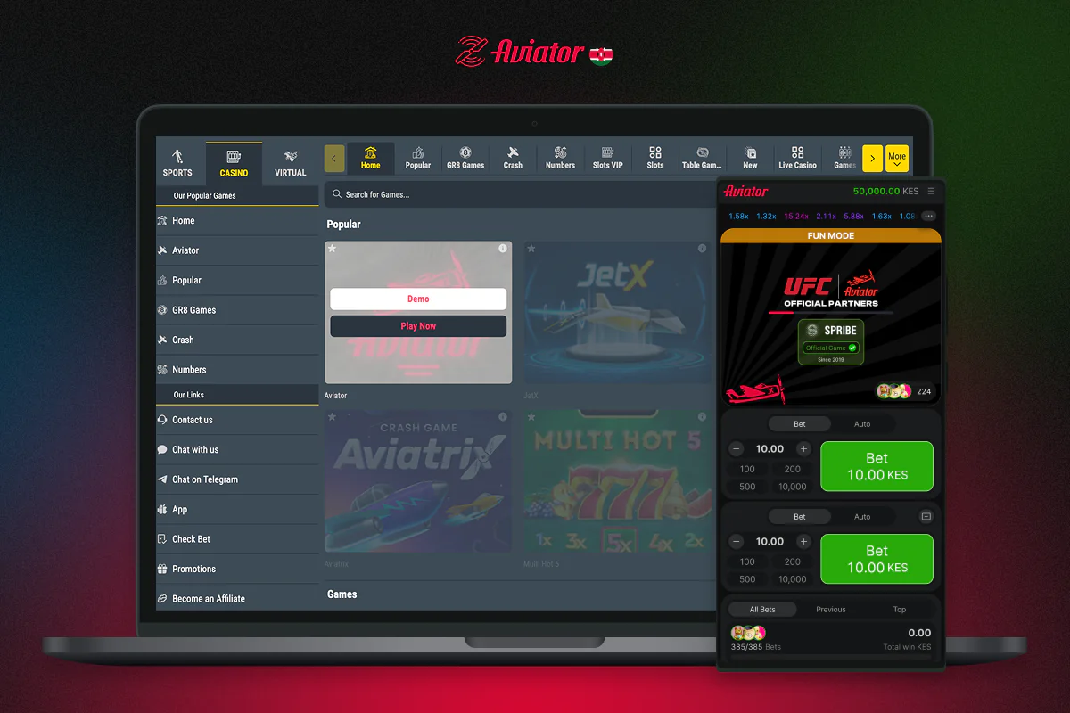The Aviator game's demo mode lets you play completely free of charge